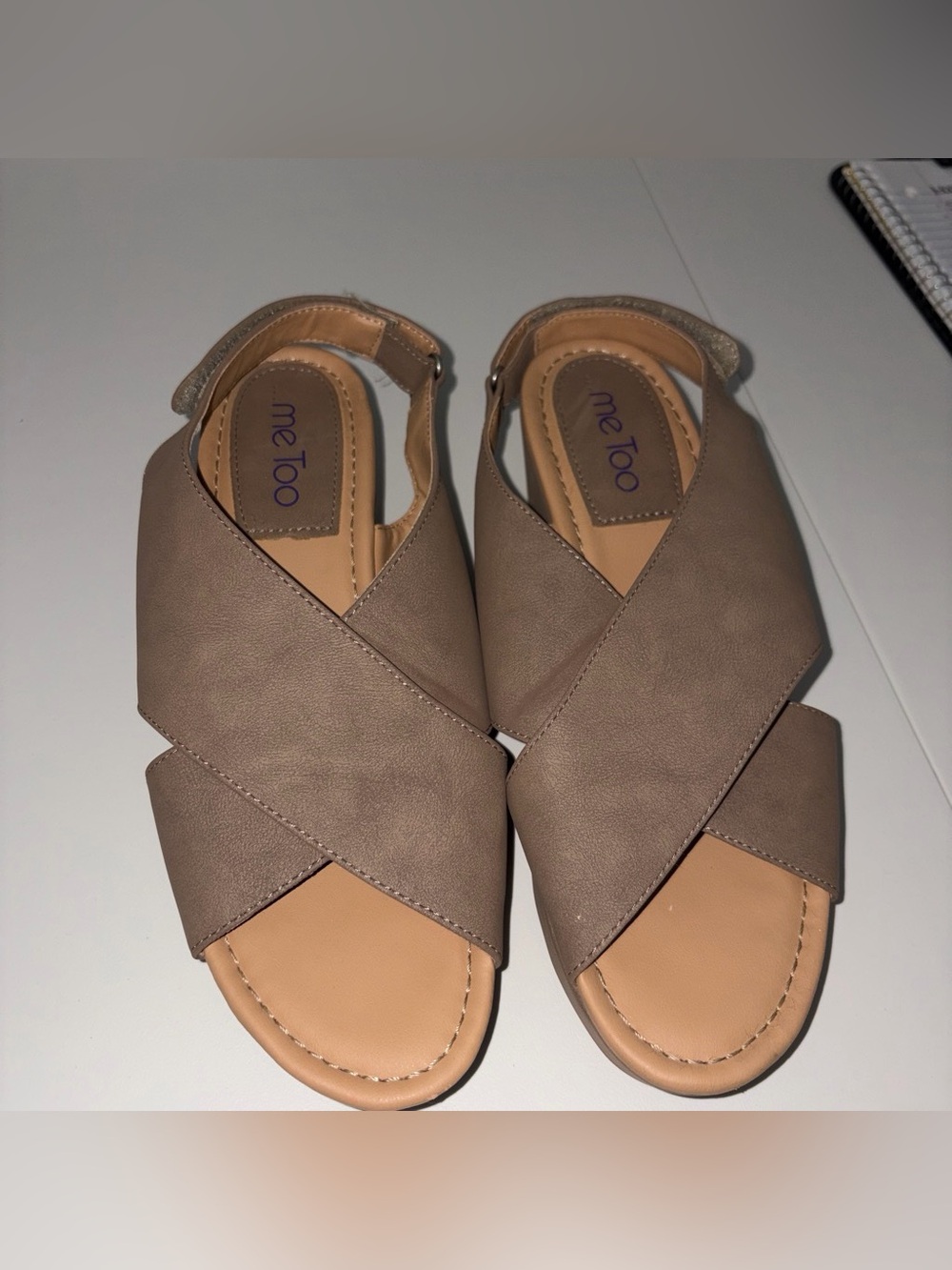 me too Taupe Crisscross Slingback Sandals for Women